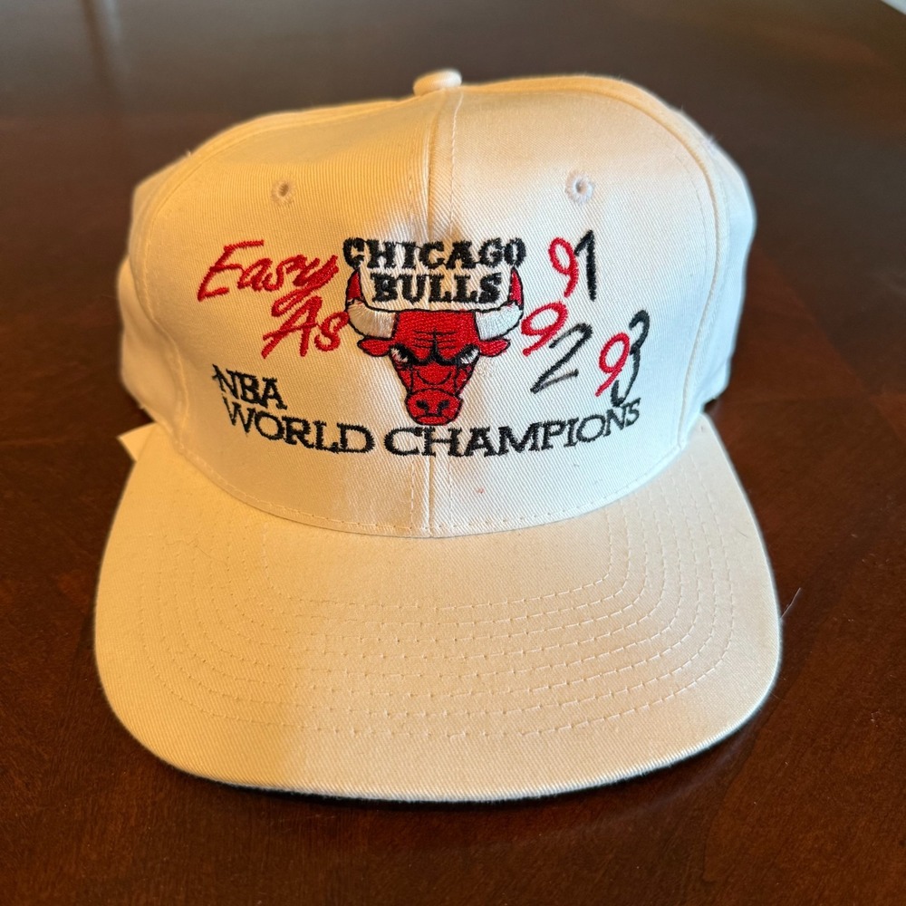 Vintage Chicago Bulls 3-Peat 1991 1992 1993 NBA Champions Hat Drew Pearson Snapb